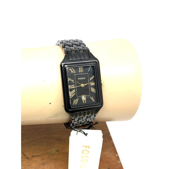 Fossil Women's Watch ES5385 Raquel Quartz Tank Gold Black Stainless Steel 23mm - Picture 9 of 12